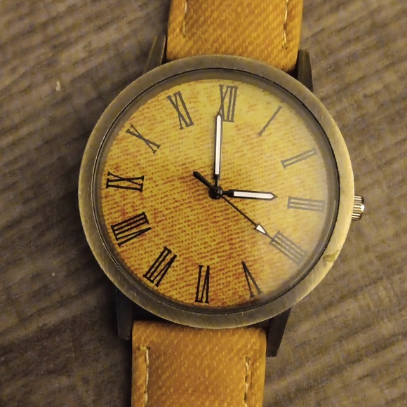 COPY - Denim Leather strap watch Grey - Picture 2 of 4